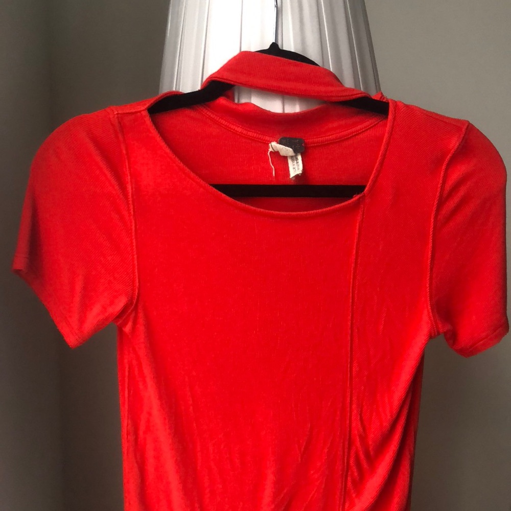 Free People Red Neck Tie Top